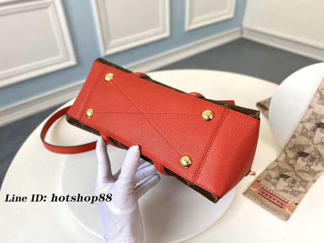 路易威登LV女包 M44898紅色 Open Handbag LV老花配皮手提肩背包 xxlv2383